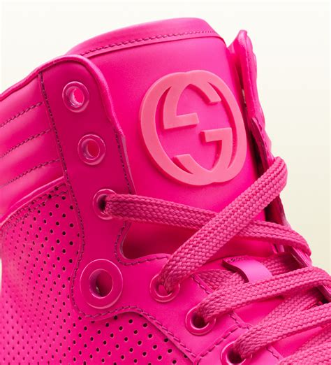 gucci coda neon leather high top sneaker pink|GUCCI Calfskin Coda High Top Sneakers 36.5 Neon Pink.